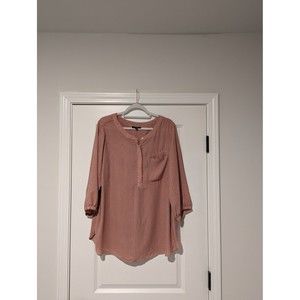 PREMISE STUDIO Plus Size 0X Coarl/Pink 3/4 Sleeve Shirt Blouse